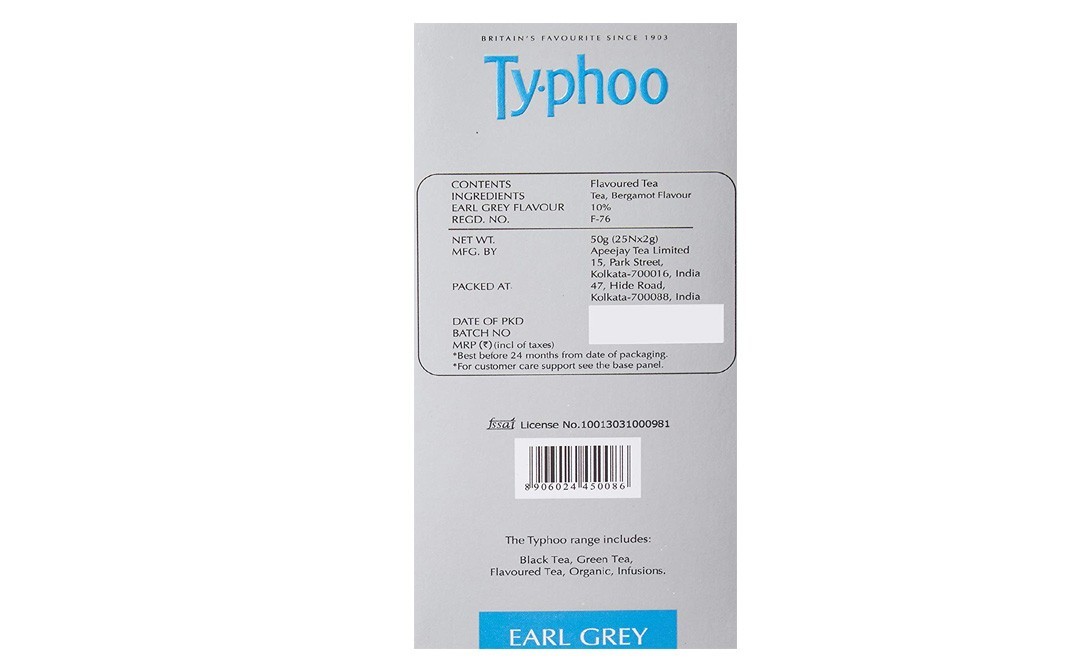 Typhoo Earl Grey - Luxurious Flavoured Tea   Box  25 pcs